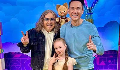 Вероника и Игорь Николаев на съемке передачи